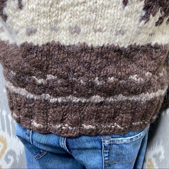 Polo Ralph Lauren Vtg Handknit Cowichan Inspired Buffalo Zip Cardigan Sweater - Picture 12 of 16